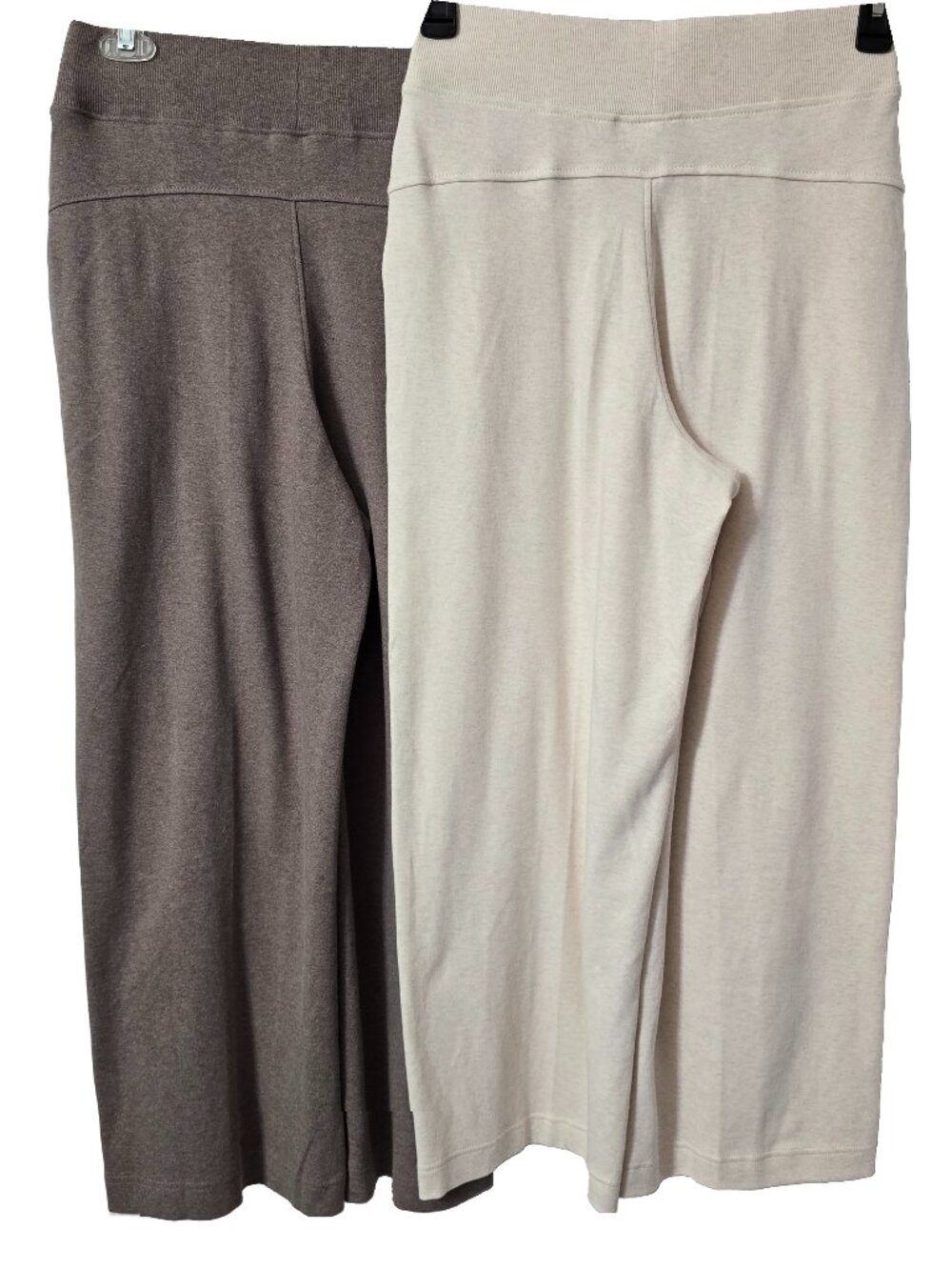 Pact Airplane Wide Leg Pants XS Organic Cotton Pintuck Sweats 2 PAIR Taupe Cream - Picture 13 of 14